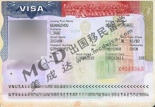 刘先生的美国商务签证样本照片
