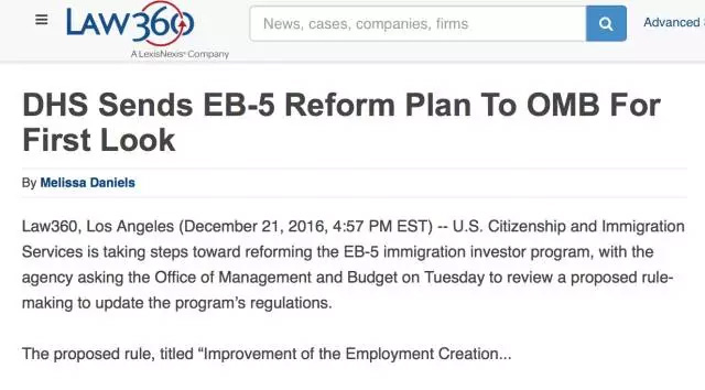 EB-5改革草案已提交至白宫审阅